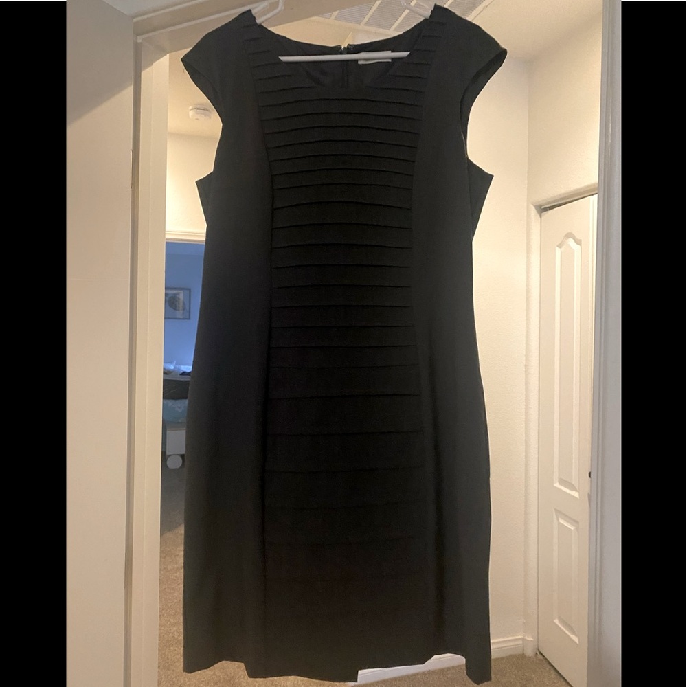 Calvin Klein charcoal grey pleated dress